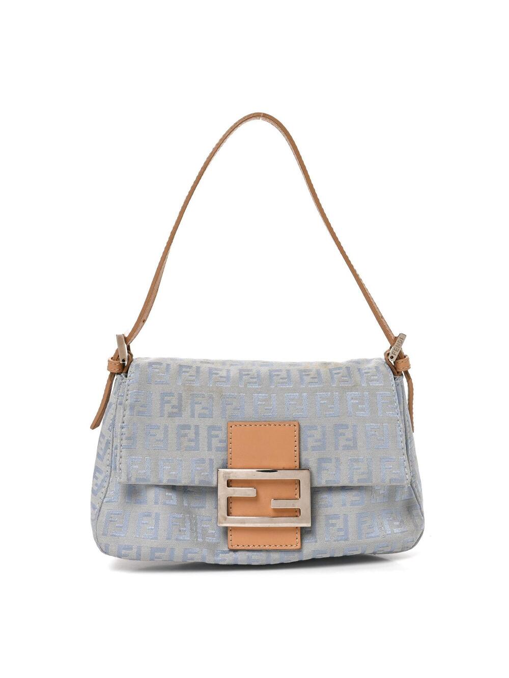 Fendi Zucchino Mini Mama Baguette Blue #343482F99B
